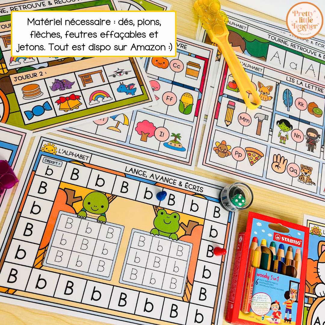 Pack d'activités sur l'alphabet : écriture des lettres et son initial