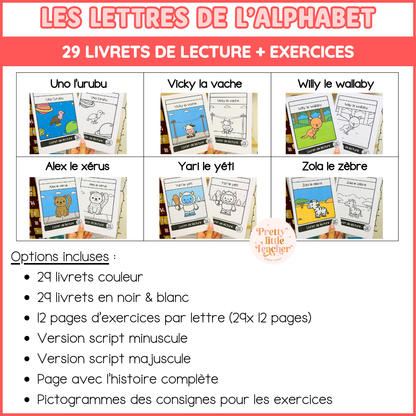 Pack Alphabet pour les petits lecteurs : 29 livrets de lecture + exercices (PDF)