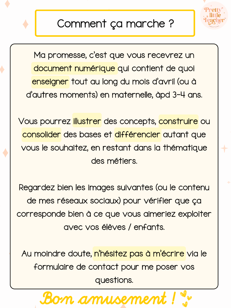 Pack Maternelle sur les métiers