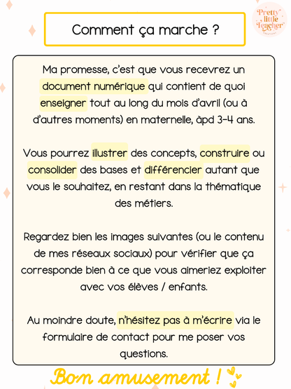 Pack Maternelle sur les métiers