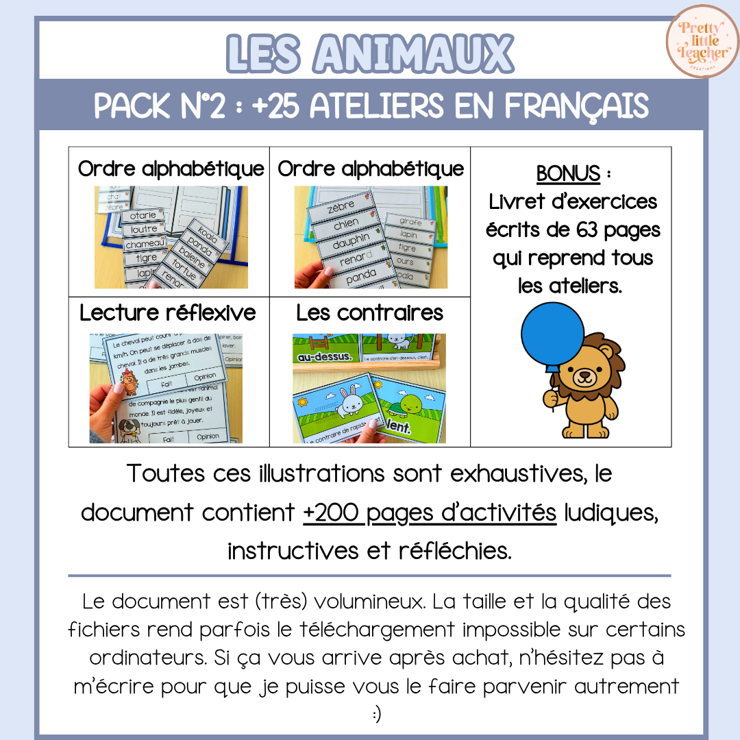 Pack 2 Français sur les animaux