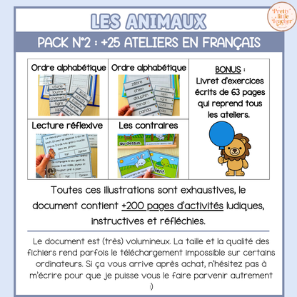 Pack 2 Français sur les animaux