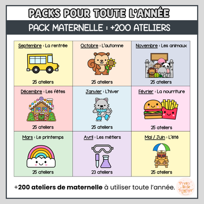 Tous les Packs Maternelle pour toute l'année