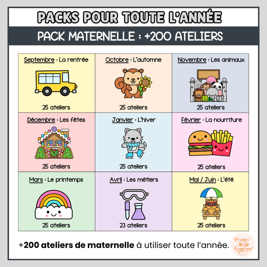 Tous les Packs Maternelle pour toute l'année