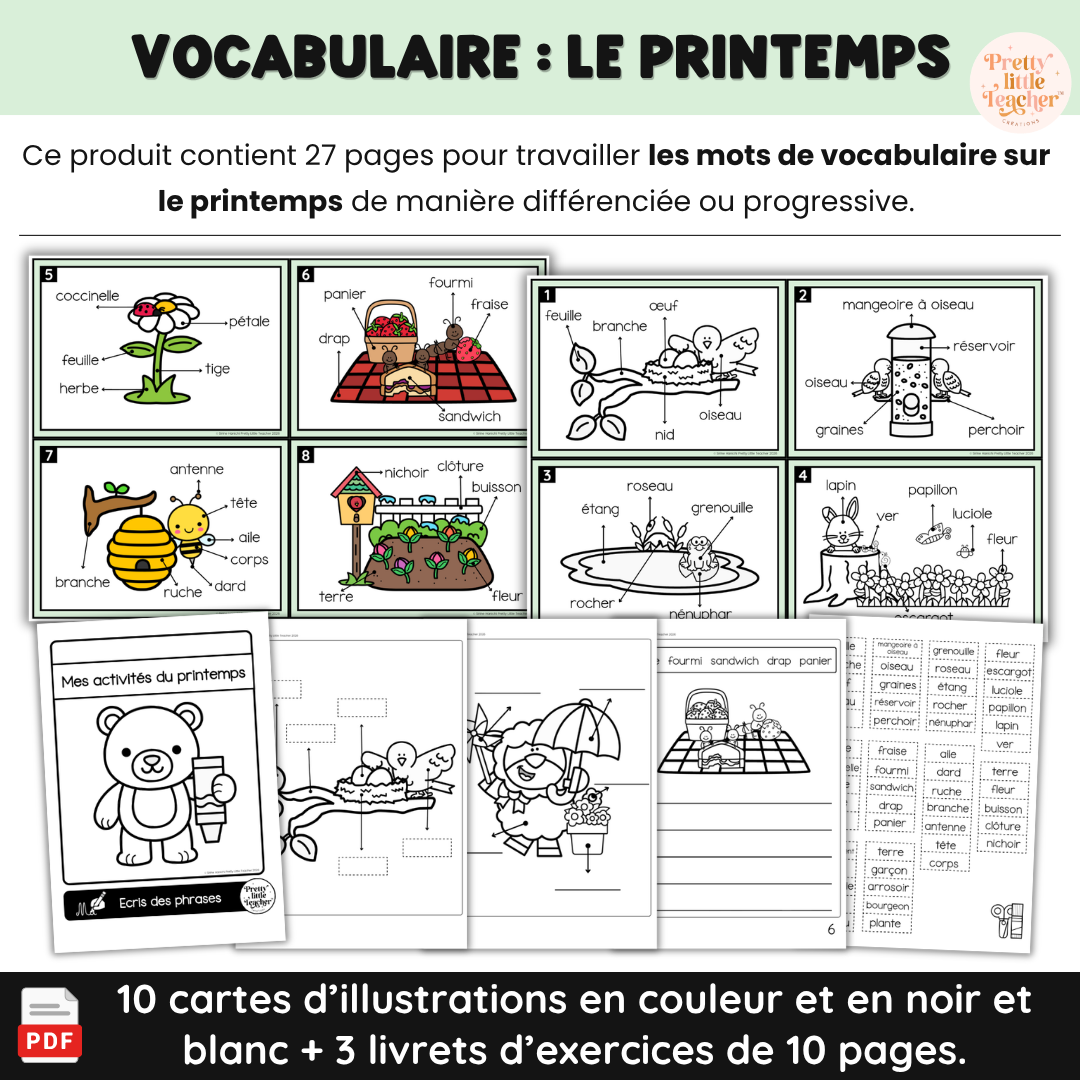 Activités de vocabulaire sur le thème du printemps