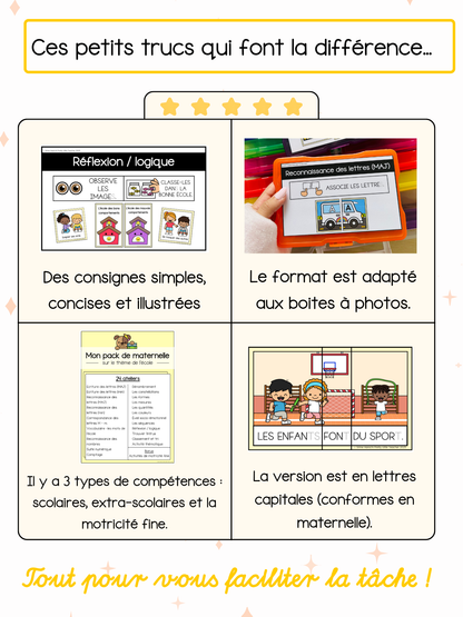 Pack Maternelle sur la rentrée ✏️ : 25 activités à imprimer