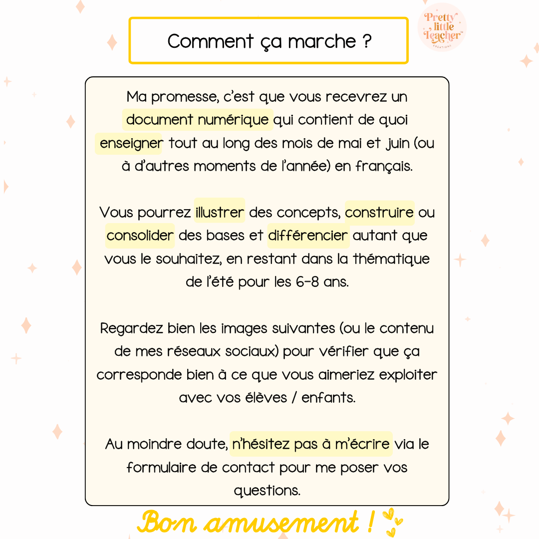 Pack 2 Français sur l'été