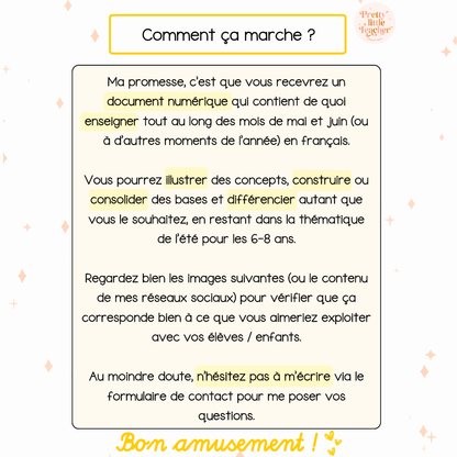 Pack 2 Français sur l'été
