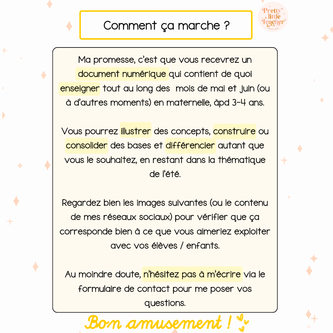 Pack Maternelle sur l'été