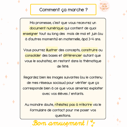 Pack Maternelle sur l'été