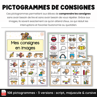 Les consignes en images - pictogrammes