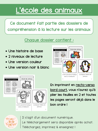L’école des animaux (lecture)