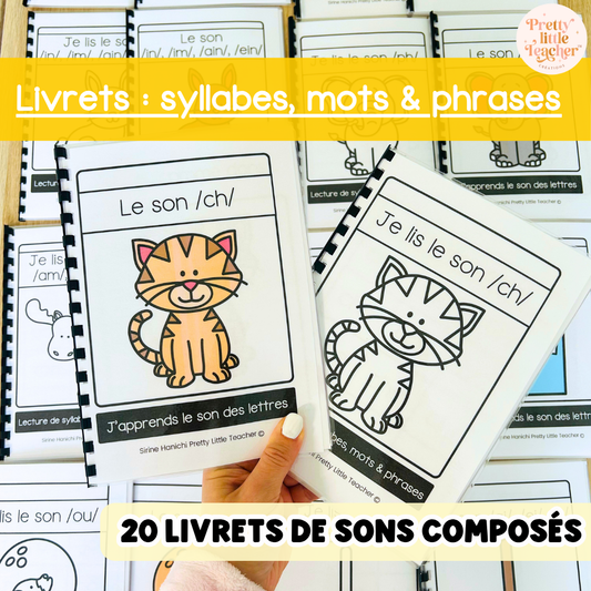 Apprendre à lire les syllabes, mots et phrases (20 livrets de sons composés)