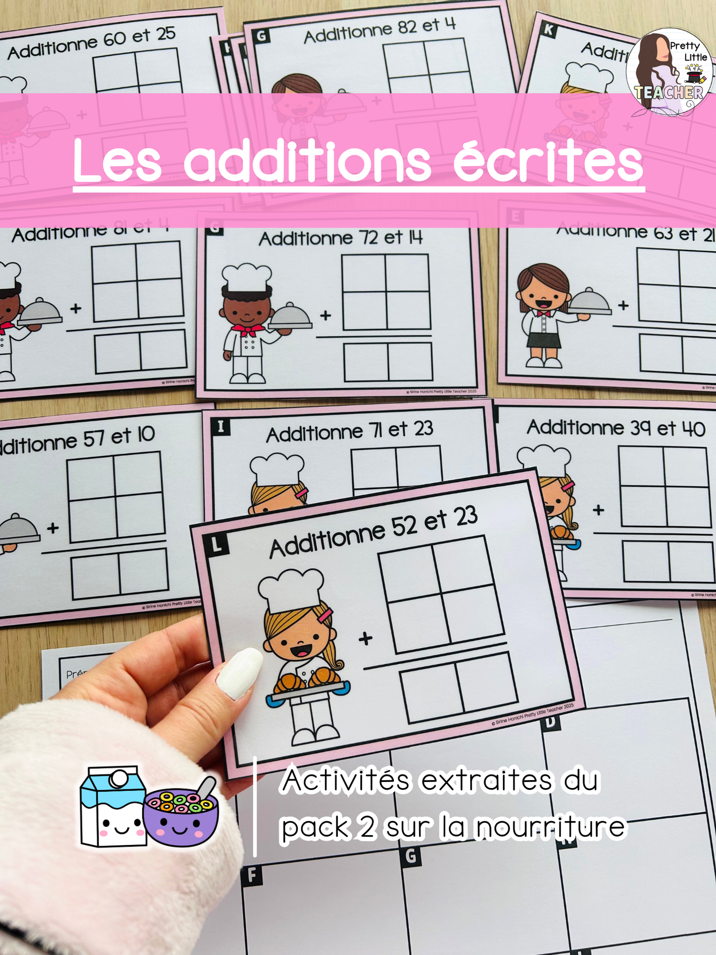 Les additions écrites sans passage jusqu'à 100 (3x)