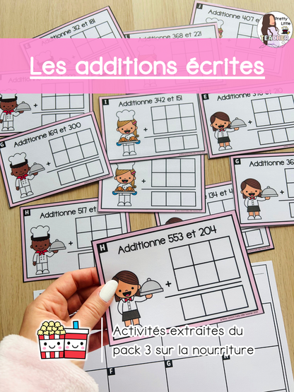 Les additions écrites sans passage jusqu'à 1000 (3x)