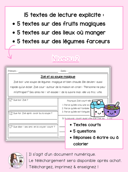 Lecture niveau 2 sur la nourriture