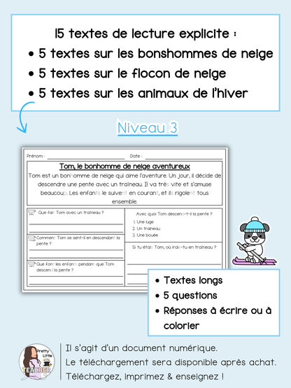 Lecture niveau 3 sur l'hiver