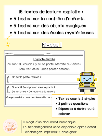 Lecture niveau 1 sur l'école