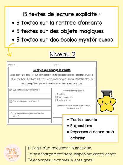 Lecture niveau 2 sur l'école