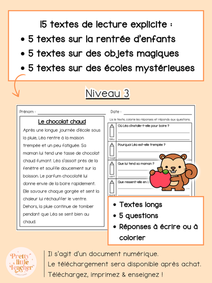 Lecture niveau 3 sur l'automne