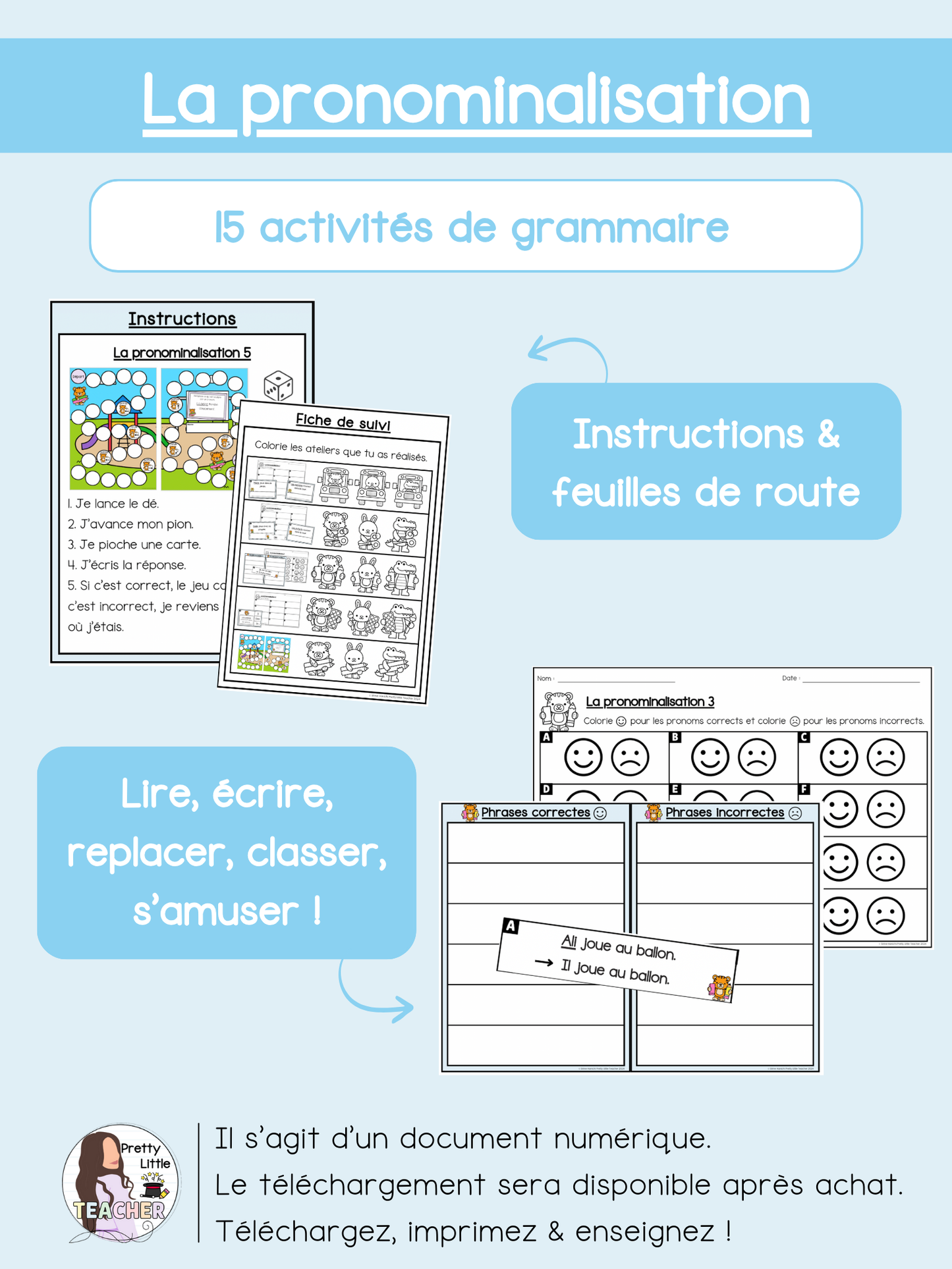 La pronominalisation (pack de 15 activités)