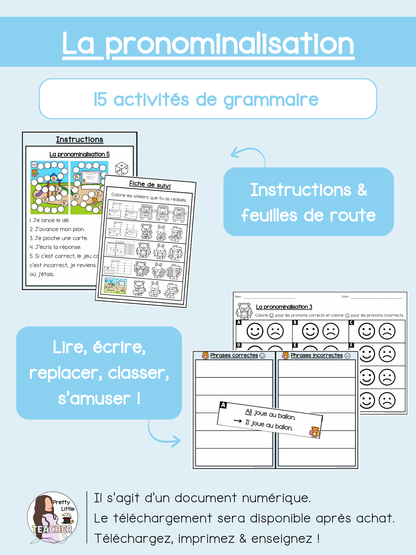 La pronominalisation (pack de 15 activités)