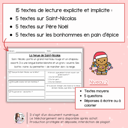 Lecture niveau 2 sur les fêtes de fin d'année