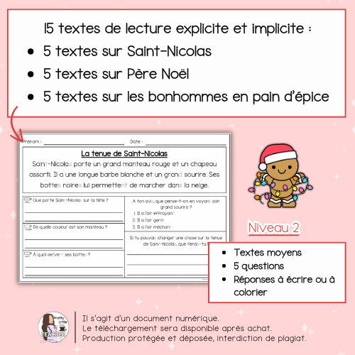 Lecture niveau 2 sur les fêtes de fin d'année