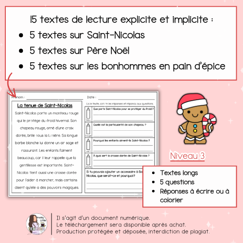 Lecture niveau 3 sur les fêtes de fin d'année