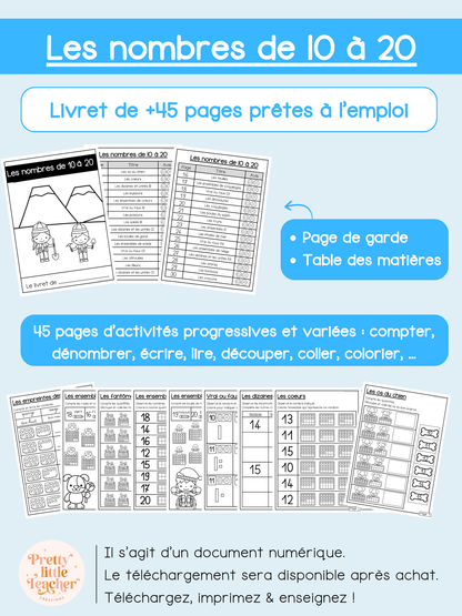 Livret : les nombres de 10 à 20