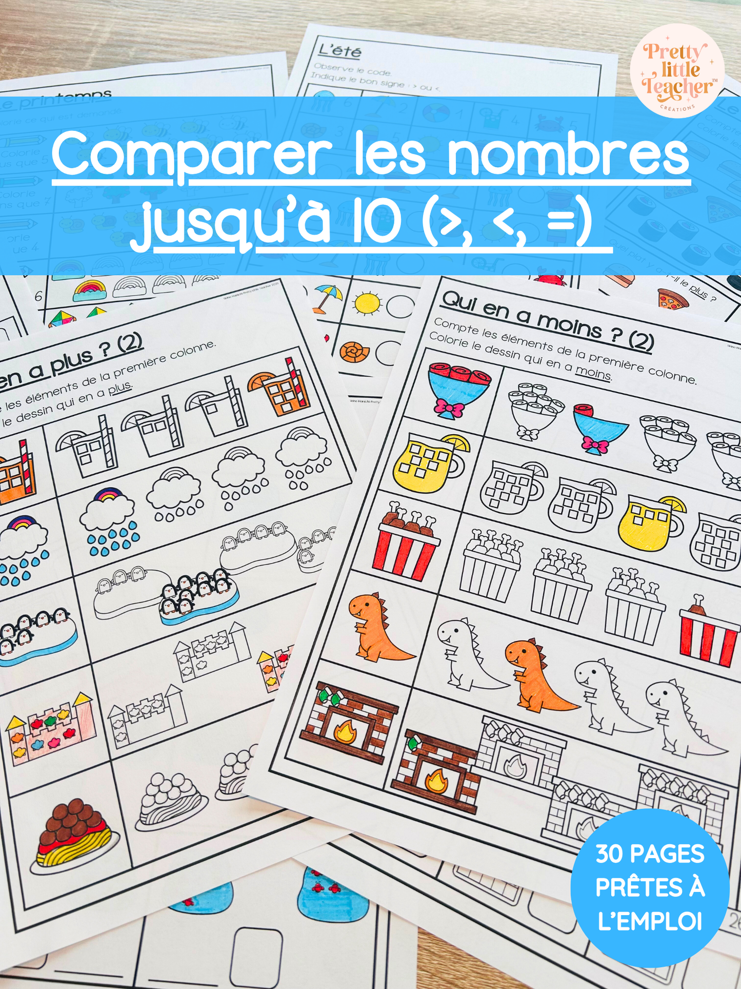 Livret : comparaison de nombres jusqu'à 10 (>, <, =)