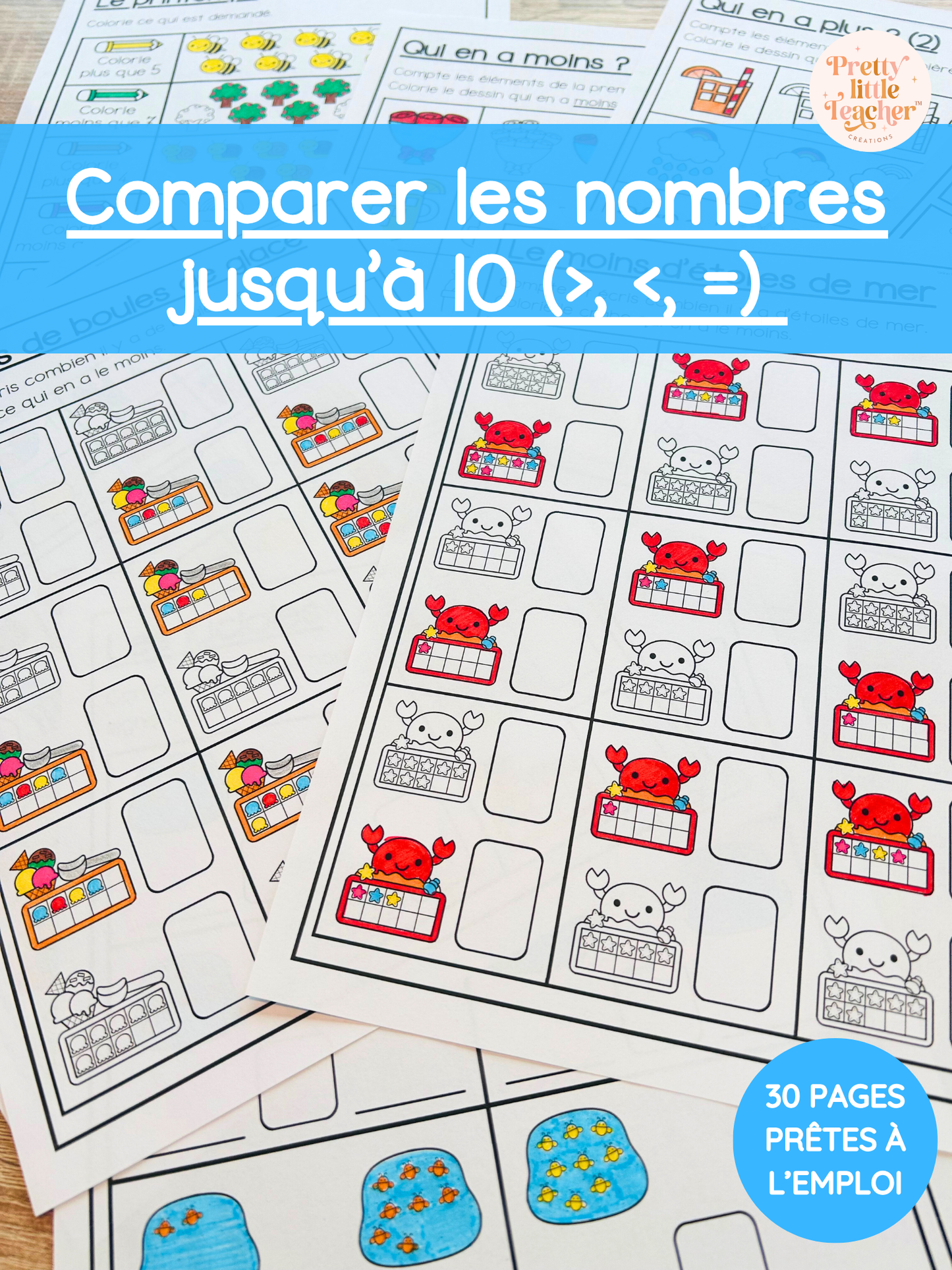 Livret : comparaison de nombres jusqu'à 10 (>, <, =)