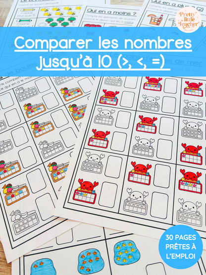 Livret : comparaison de nombres jusqu'à 10 (>, <, =)