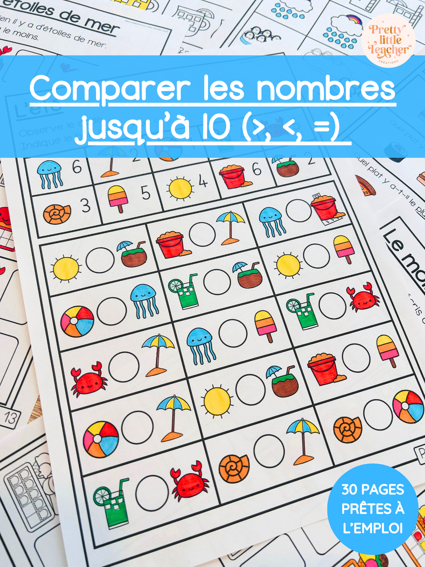 Livret : comparaison de nombres jusqu'à 10 (>, <, =)