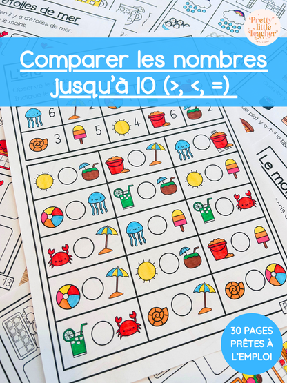 Livret : comparaison de nombres jusqu'à 10 (>, <, =)