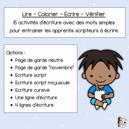 Livret d'écriture de novembre