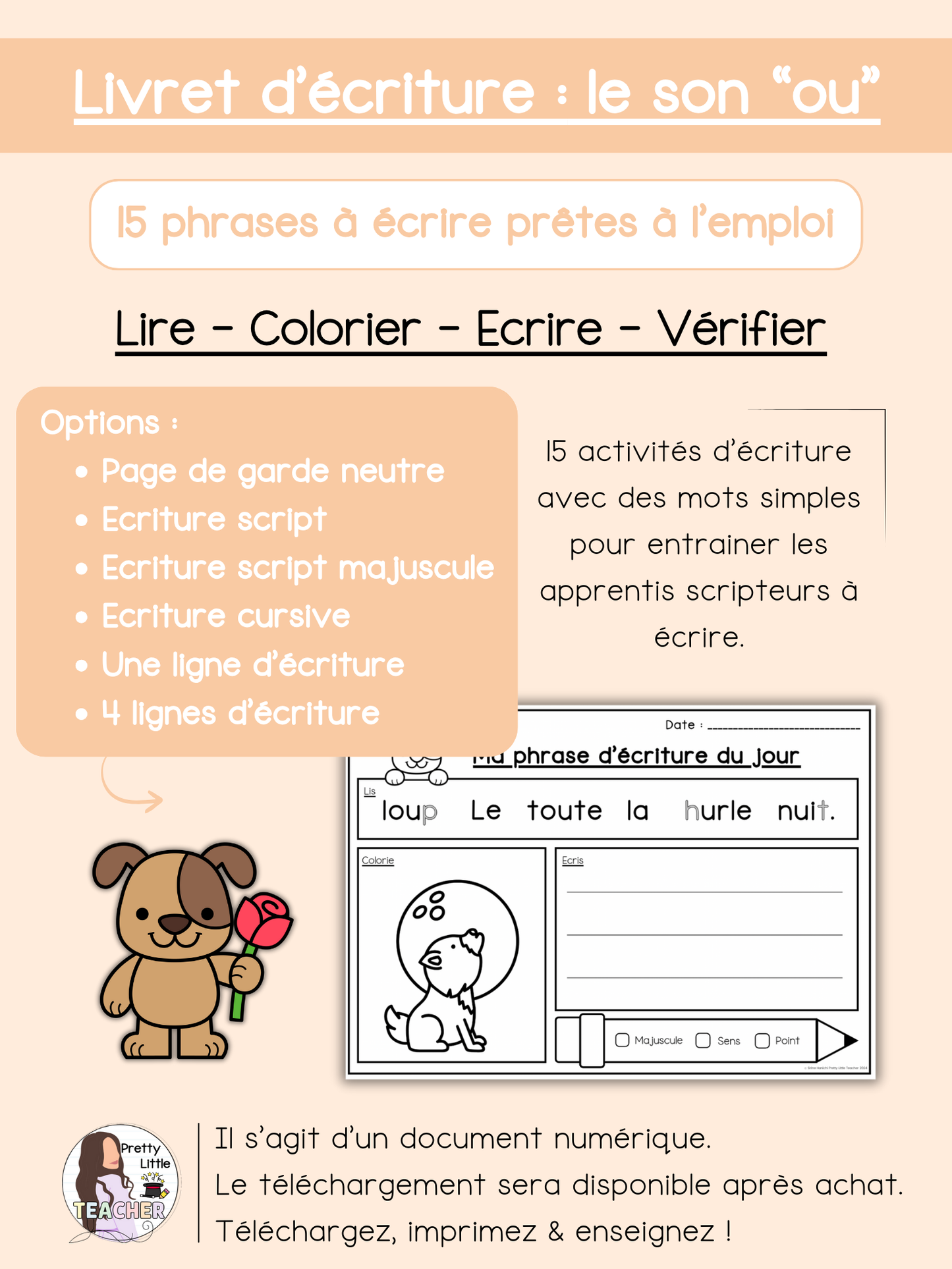 Livret d'écriture sur le son "ou"