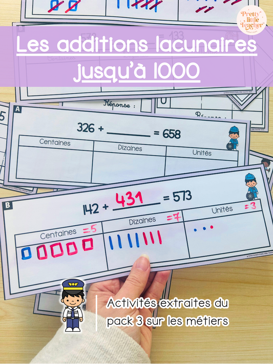 Les additions lacunaires jusqu'à 1000 sans passage (3x)