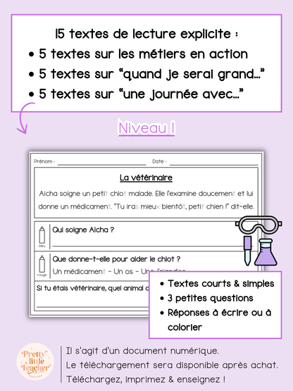 Lecture niveau 1 sur les métiers