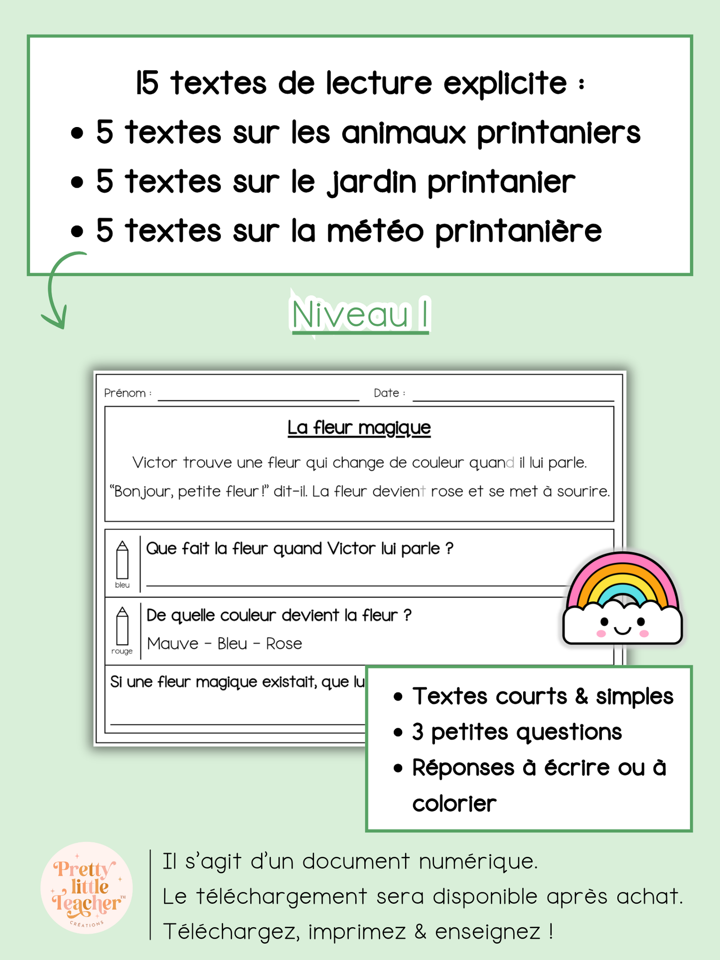 Lecture niveau 1 sur le printemps