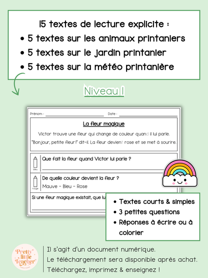 Lecture niveau 1 sur le printemps