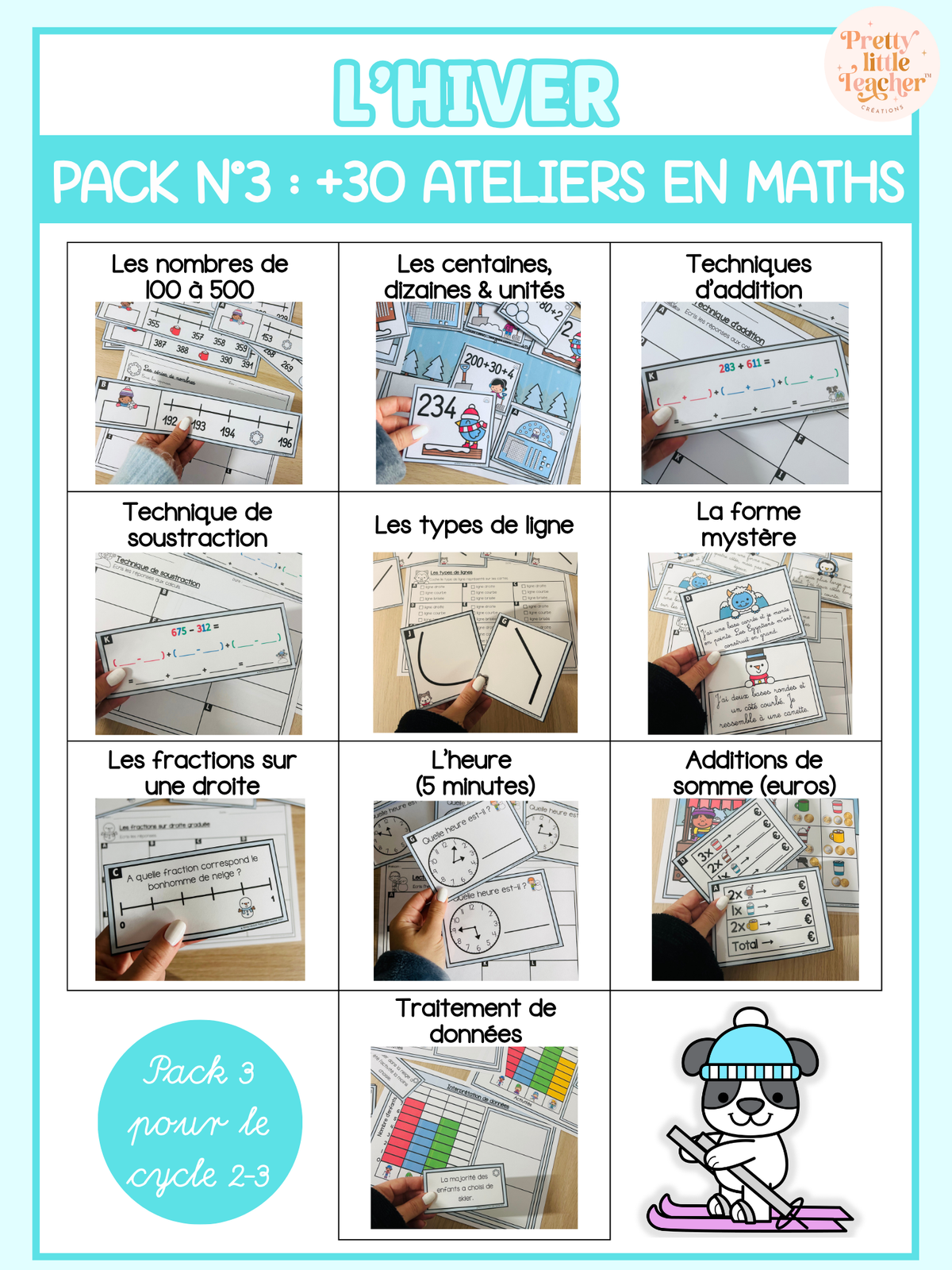Pack 3 mathématiques sur l'hiver