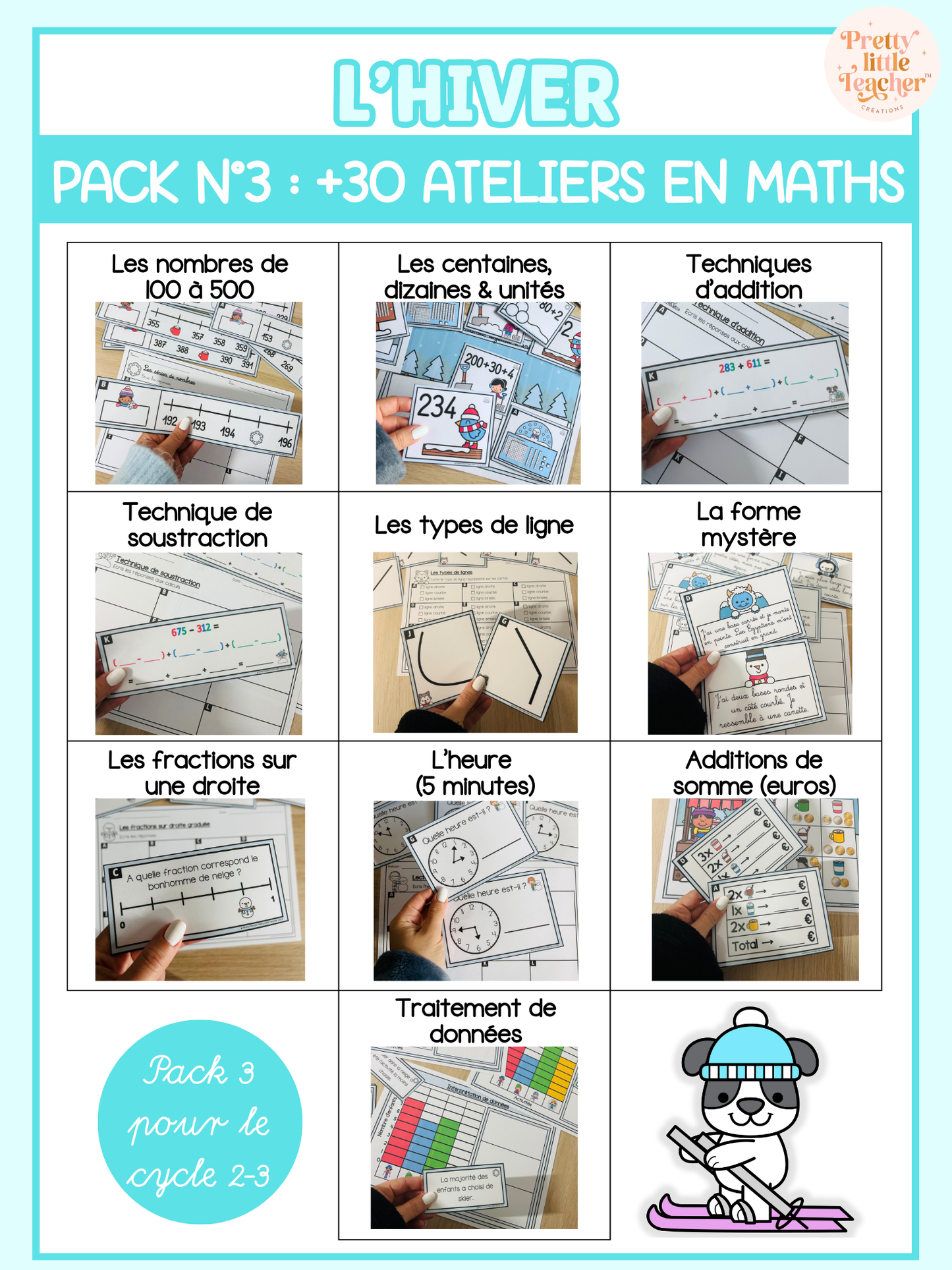 Pack 3 mathématiques sur l'hiver