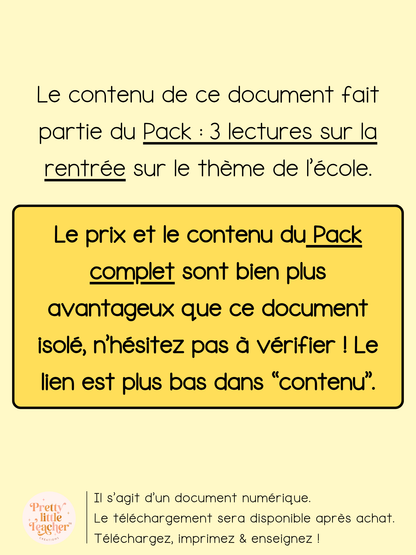 Lecture thème école : la rentrée des ours